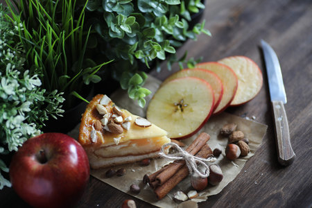 Delicious pastry with cinnamon and fruit