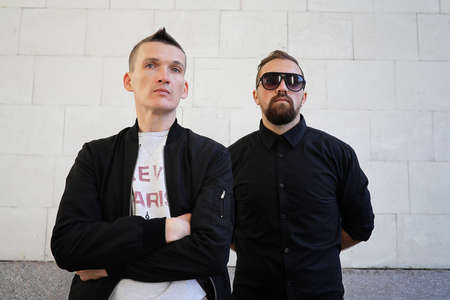 Two men in sunglassesの写真素材