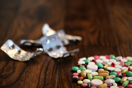 Multicolored tablets of different shapes and sizes
