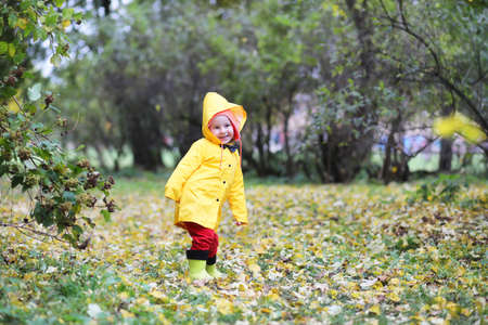 Children in the autumn park walkの写真素材