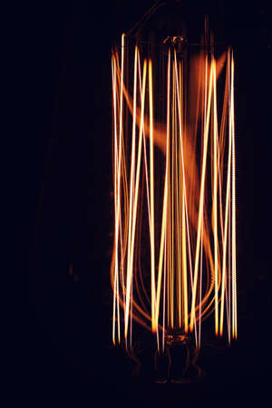 Lamps with tungsten filament. Edisons light bulb. Filament filaの写真素材