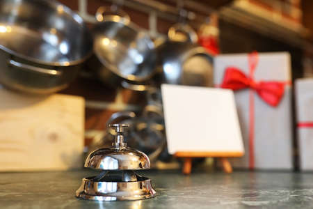 different objects on a kitchen table in christmas timeの写真素材