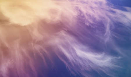 white clouds in a blue sky color sunset summerの写真素材