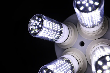 LED elements in the lamp. Lamps with diodes. Many bright lights