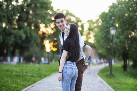 Young couple on the first dateの写真素材