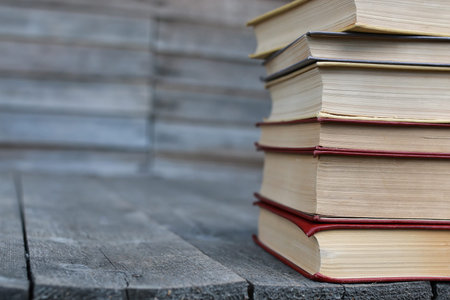 books standing on a table