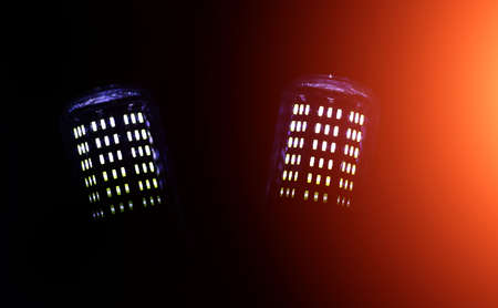 LED elements in the lamp. Lamps with diodes. Many bright lightsの写真素材