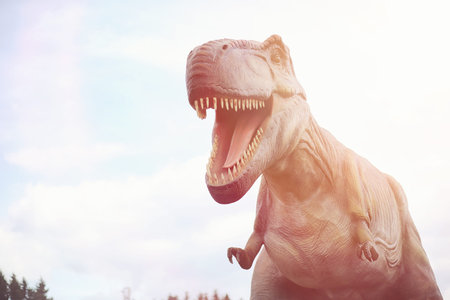 Park of dinosaurs. A dinosaur on the background of nature.の写真素材