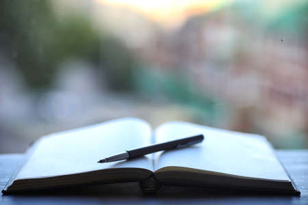 open book and a tableの写真素材