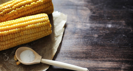 Fresh corn. Natural food from corn cob with salt. Rural Mexican