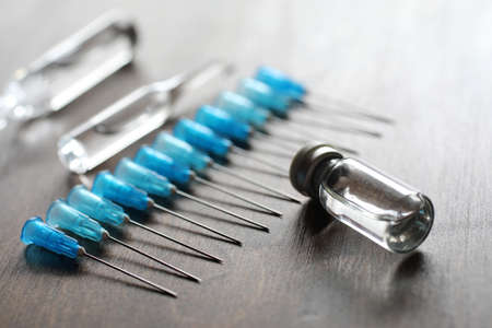Ampoule and needles from a medical syringeの写真素材