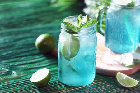 Lemonade from lime and mintの写真素材