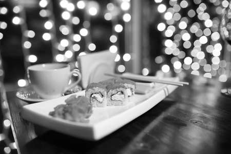 Objects in the cafe on the tableの写真素材
