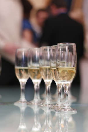 Wedding Accessories. Bridal bouquet and champagne glasses.の写真素材