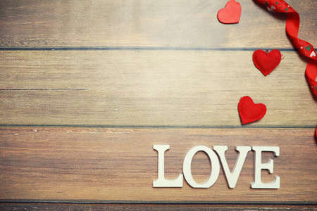 word Love from wooden letters on backgroundの写真素材