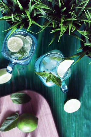 Lemonade from lime and mintの写真素材