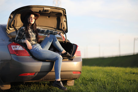 A girl travels the summer in the country