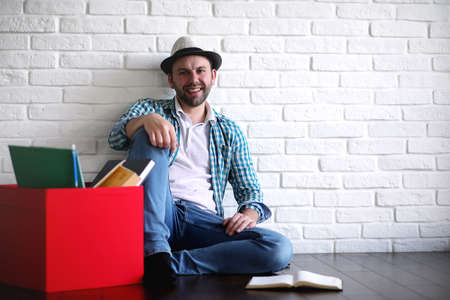 young student in the room readingの写真素材