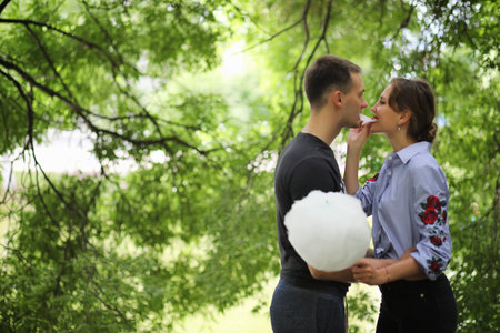 Beautiful young couple on a walk
