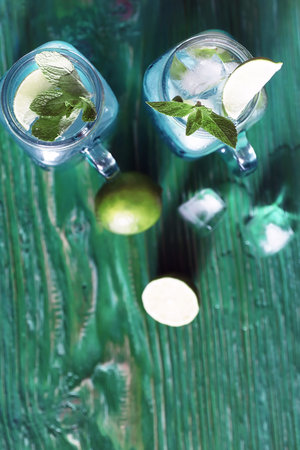 Lemonade from lime and mint