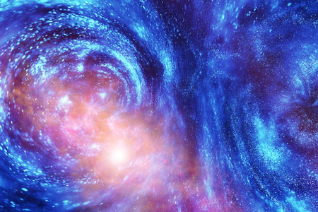 Astronomical photograph of the universe in a distant galaxy with nebulae and starsの写真素材