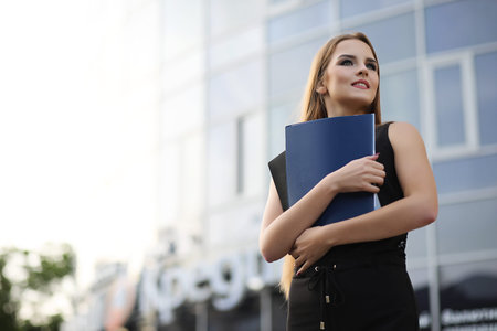Girl with documents at a business meeting