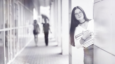 Young girl student on the street