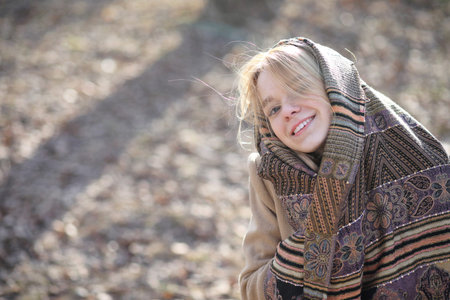 Cute blonde in a city park