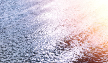 Landscape lake. Texture of water. The lake is at dawn. The mouthの写真素材