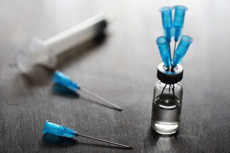 Ampoule and needles from a medical syringeの写真素材