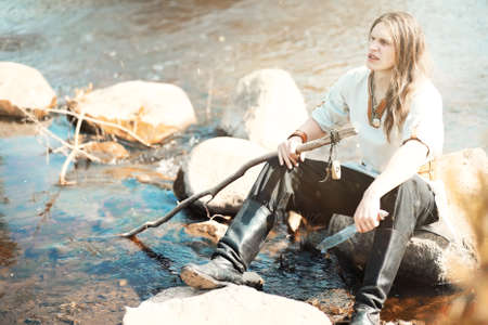 A man in ethnic clothes is a Scandinavianの写真素材