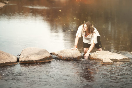 A man in ethnic clothes is a Scandinavianの写真素材