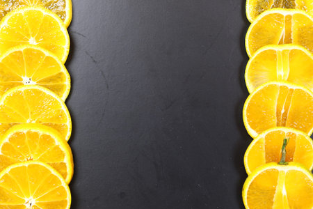 mandarin fruit isolate blackの写真素材