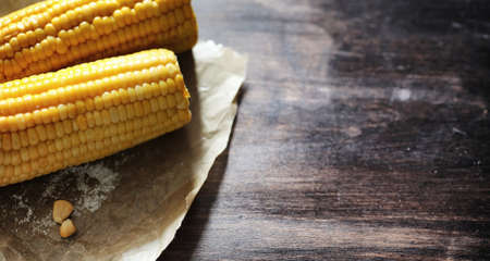 Fresh corn. Natural food from corn cob with salt. Rural Mexicanの写真素材