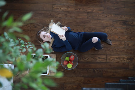 Young girl at home relaxing