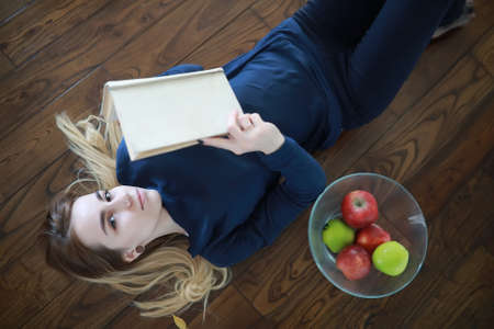 Young girl at home relaxingの写真素材