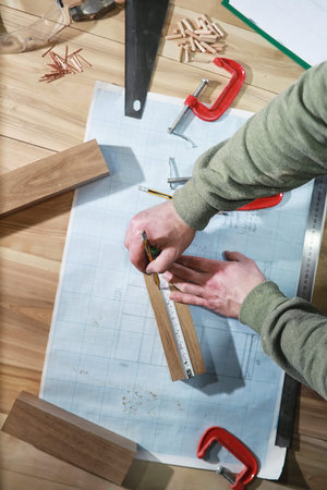 Workshop with tools and electric saws in the process