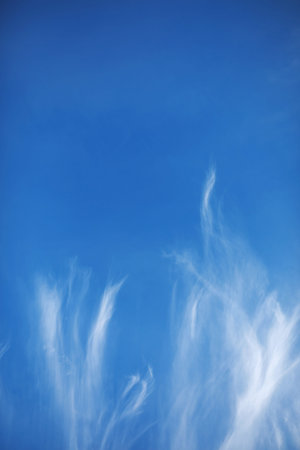 white clouds in the blue sky at noon summer