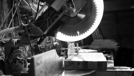 Workshop with tools and electric saws in the processの写真素材