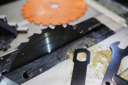 Workshop with tools and electric saws in the processの写真素材