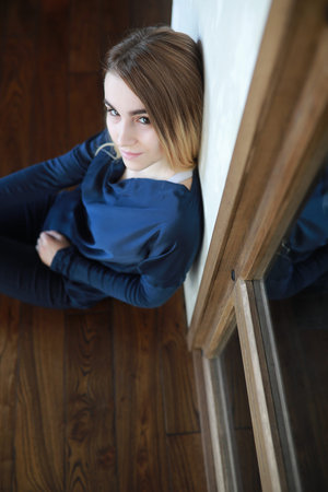 Young girl relaxing at home.