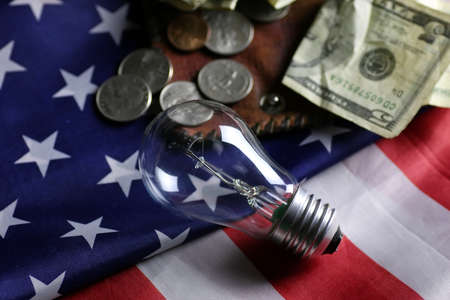 American power programm lamp coin moneyの写真素材