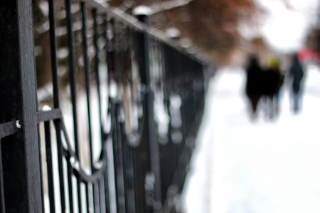 group street walk winterの写真素材