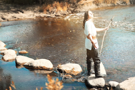 A man in ethnic clothes is a Scandinavianの写真素材