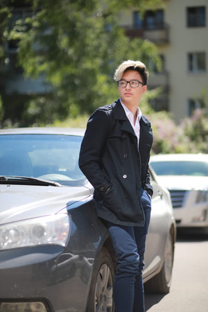 Man with car in the street