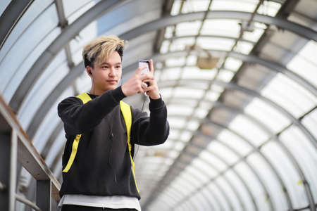 A man in sportswear outdoorsの写真素材
