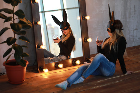 A girl in a black mask