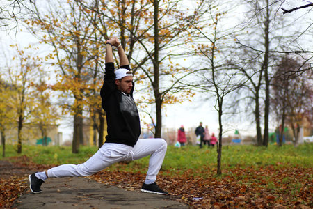 Young beard man in an autumn