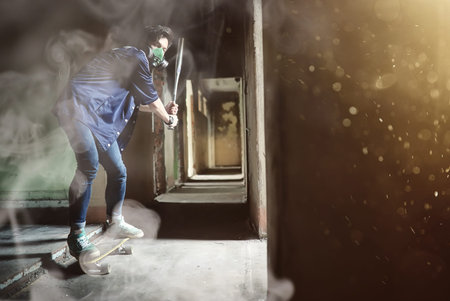 A young person with a baseball bat