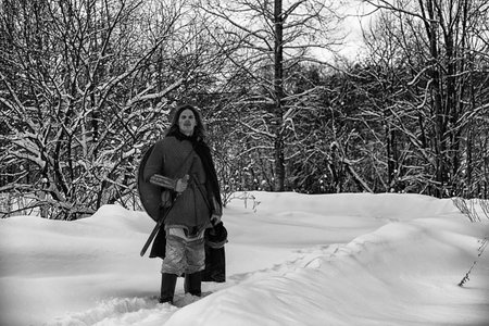 Defender the young warrior in armorの写真素材